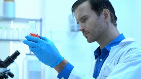 Scientists are experimenting with chemicals compound Video stock 108607271