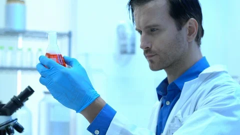 Scientists are experimenting with chemicals compound Video stock 108608859