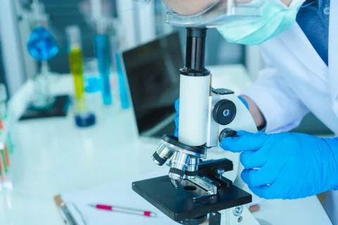 Scientists are experimenting in the lab 스톡 사진