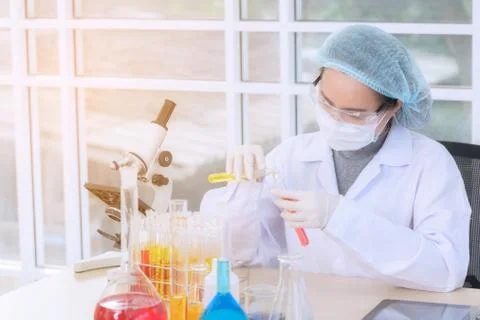 Scientists are experimenting in the laboratory. Stock Photos