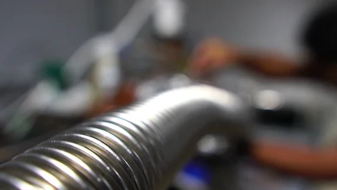 Scientists are measuring the amount of radioactivity Stockbeeldmateriaal 115250695