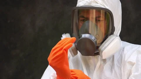 Scientists are wearing gloves to protect against COVID-19 库存影片 147145422