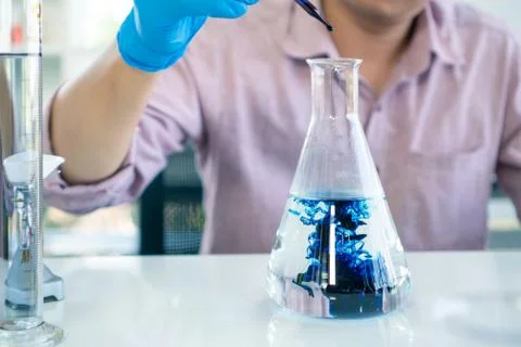 Scientists are working inside the laboratory Foto stock
