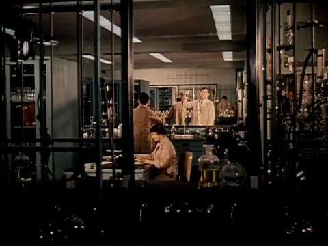 Scientists carry out research in a modern science workshop - 1954 Stock Footage 109208896