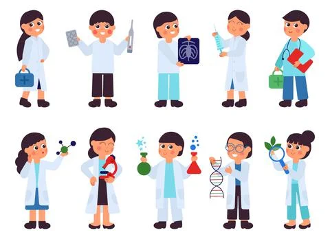 Scientists characters. Research scientist, lab chemistry medical. Laboratory Illustrazione stock