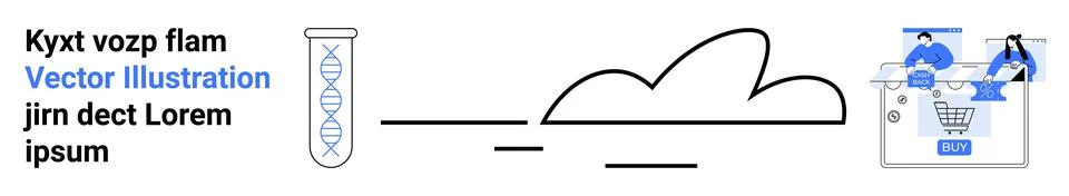 Scientists collaborate on cloud-based e-commerce solutions while analyzing DN Illustrazione stock