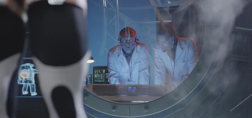 Scientists conducting a test in a lab Foto stock