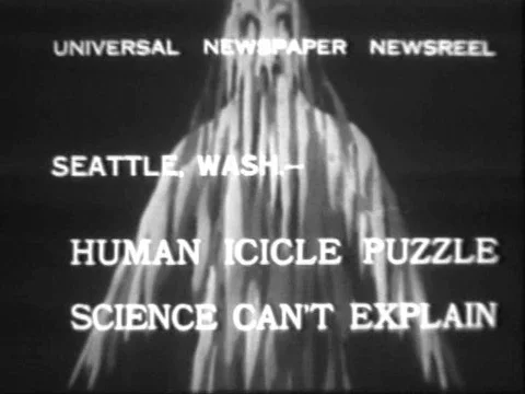 Scientists confine a man inside as an icicle in Seattle, Washington in 1933. Stock Footage