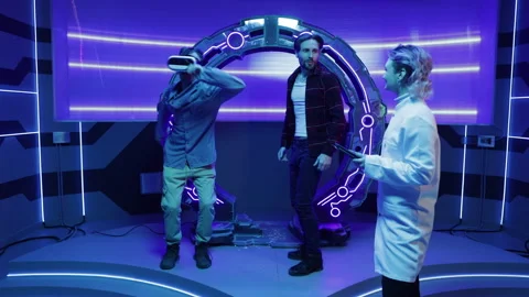 Scientists developing new technologies in gaming industry Stock Footage 243071330