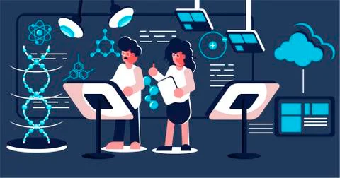 Scientists doing the research in the laboratory Stock Illustration