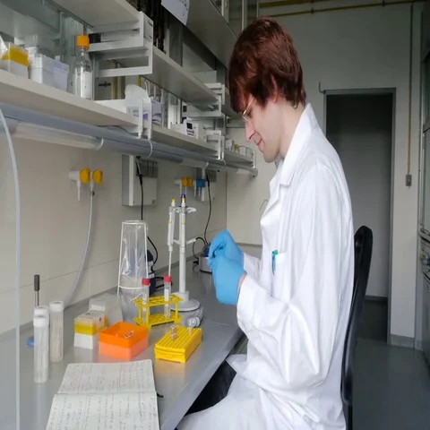 Scientists during his research in the laboratory. Stock Footage 69386030