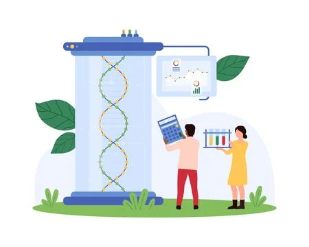 Scientists Evaluating DNA Data concept 스톡 일러스트