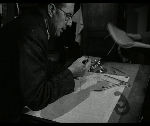 Scientists examine drift currents of the North Sea over a map Scotland UK 1950 Stock Footage 131078107