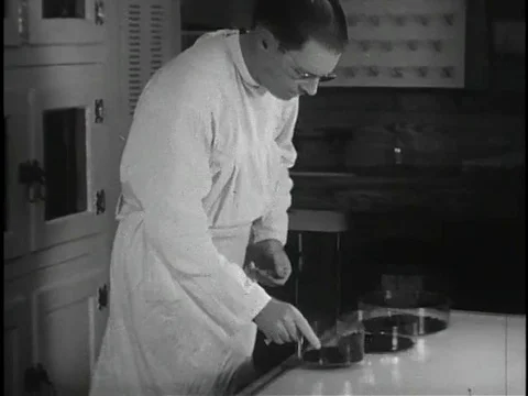 Scientists experiment on Insecticide in laboratory - 1945 Stock Footage 94445781