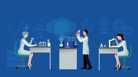 Scientists flat people video animation footage Stock Footage 72298222