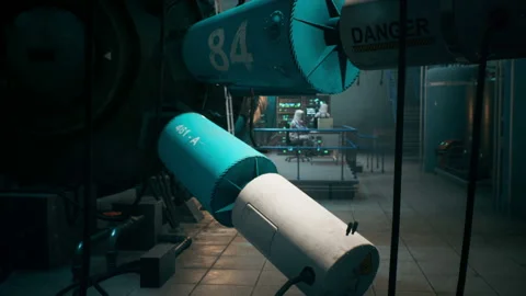 Scientists of the future are preparing to launch a sci-fi thermonuclear reactor Stock Footage 152948900