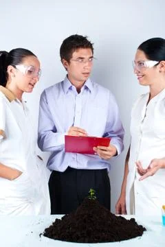 Scientists having conversation Foto stock