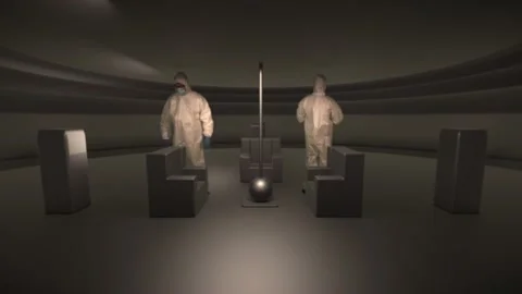 Scientists Inside of a Flying Saucer Disc shaped UFO Stock Footage 194724495