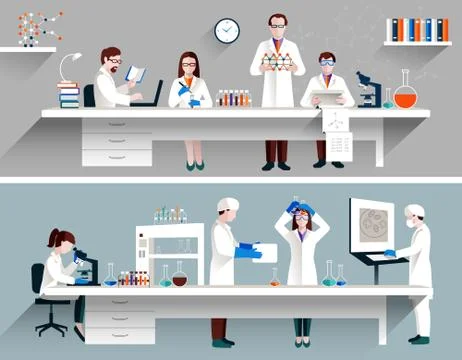 Scientists In Lab Concept Stock Illustration