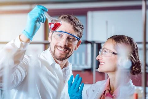 Scientists in the lab obtaining experimental data Stock Photos