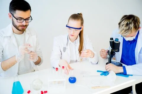 Scientists at laboratory Stock Photos