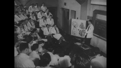 Scientists make medicines in the laboratory for war refugees - 1946 Stock Footage 99783588