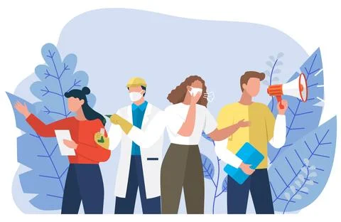 Scientists people set. Science lab worker, chemical researchers and scientist Stock Illustration