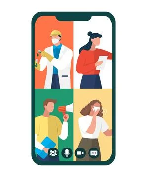 Scientists people set. Science lab worker, chemical researchers during online Stock Illustration