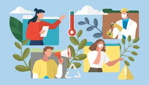 Scientists people set. Science lab worker, chemical researchers during meeting Stock Illustration