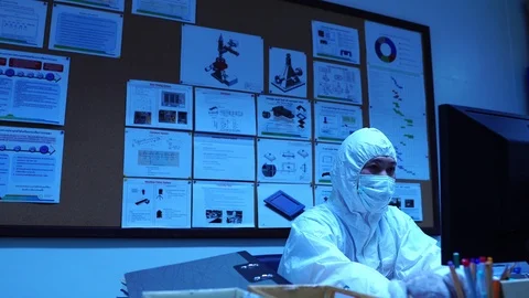 Scientists with protective clothing for work in laboratories  Stock Footage 115472736