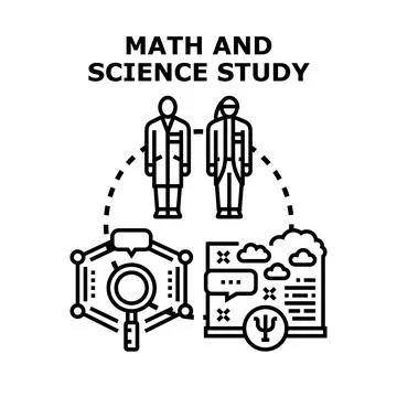 Scientists studying math and science research concepts Stock Illustration