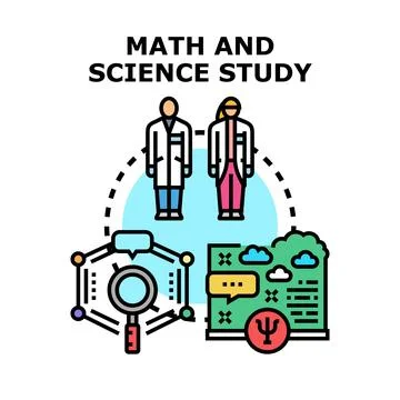 Scientists studying math and science research concepts Stock Illustration