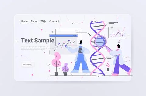 Scientists team analyzing DNA structure molecule in laboratory genetic Stock Illustration