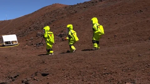 Scientists walking together in mars simulated landscape 動画素材 93533718
