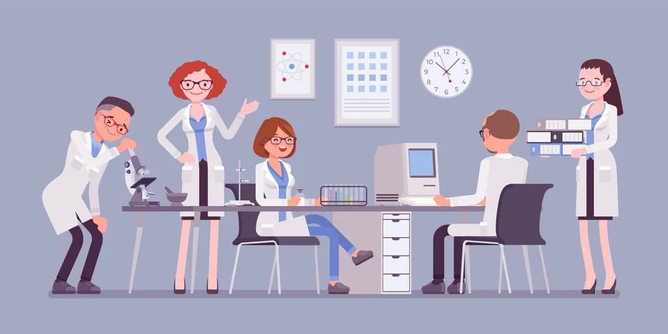 Scientists at work Illustrazione stock