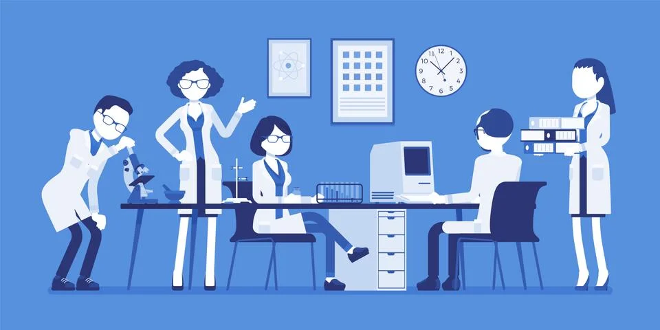 Scientists at work Illustrazione stock