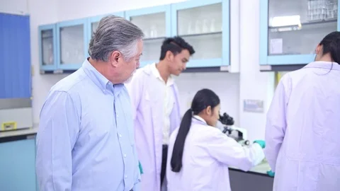 Scientists working in lab portrait. Stock Footage 92396255