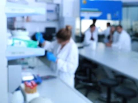 Scientists working at lab,blur Stock Photos