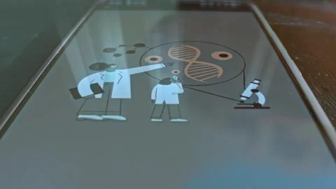 Scientists working in laboratory on DNA science presentation Stock Footage 304233803