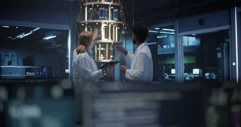 Scientists Working with Quantum Computer Stock Footage 318965639