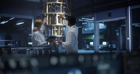Scientists Working with Quantum Computer Stock Footage 318965658
