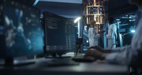 Scientists Working with Quantum Computer Stock Footage 318965667