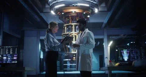 Scientists Working with Quantum Computer Stock Footage 318965685