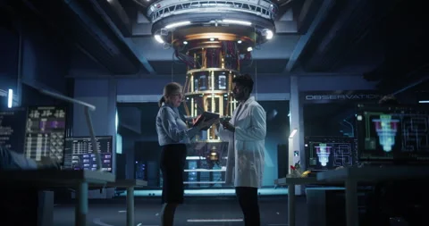 Scientists Working with Quantum Computer Stock Footage 318965687