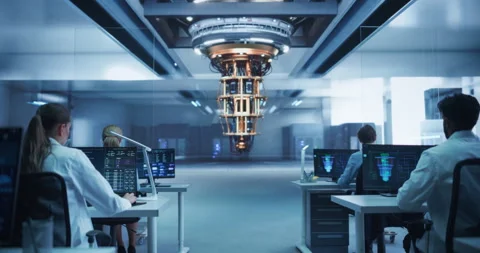 Scientists Working with Quantum Computer Stock Footage 318966985