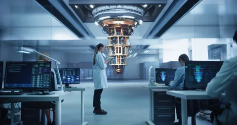 Scientists Working with Quantum Computer Stock Footage 318966995