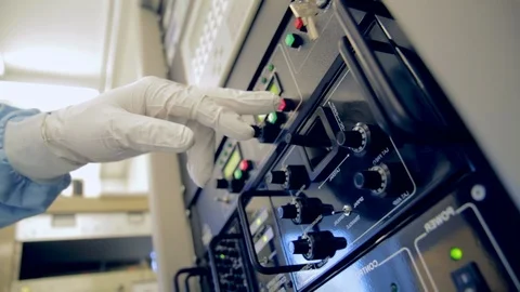 Scientists Working In A Semiconductor Cleanroom Facility Video stock 92864128