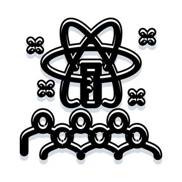 Scientists working together researching atomic structure イラスト素材