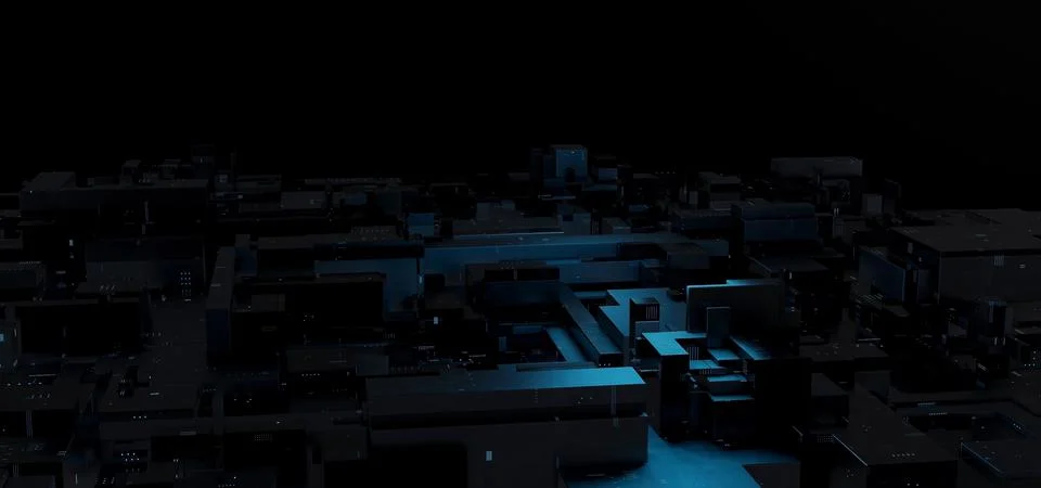 SciFi Abstract Data Cubes Or Blocks Dimmed Black Colors Display Background Te Stock Illustration