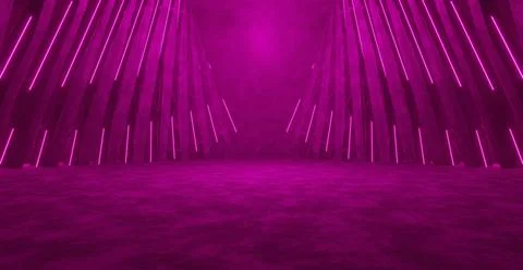 SciFi Artificial Intelligence Bright Purple Pedestal Platform Tunnel Space Ab 스톡 사진